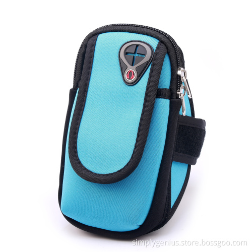 sports running cell phone holder wrist case pouch, arm band strap zipper pouch with earphone hole, card pouch